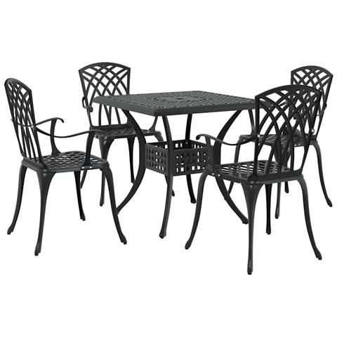 Set di Tavolo da Giardino 5 pcs Nero Alluminio pressofuso - Foto 1