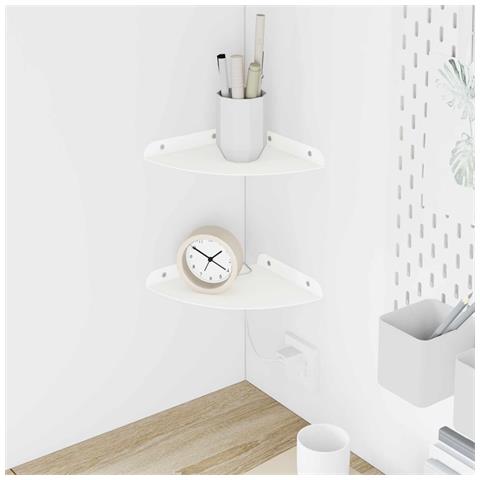 Mensola sospesa con lo scaffale 2 pcs Bianco 18 x 18 x 2 cm - Foto 2