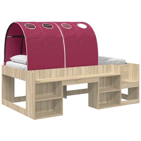 Letto con Tunnel 3 pz Sonoma e Rosso Legno ingegnerizzato - Foto 1