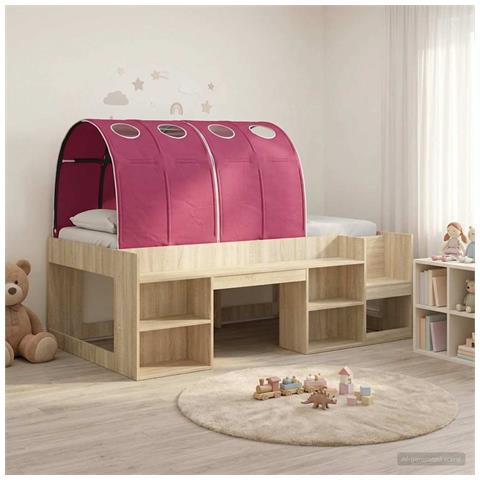 Letto con Tunnel 3 pz Sonoma e Rosso Legno ingegnerizzato - Foto 2