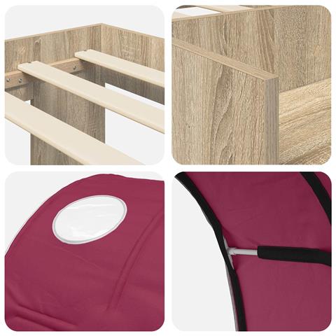 Letto con Tunnel 3 pz Sonoma e Rosso Legno ingegnerizzato - Foto 9