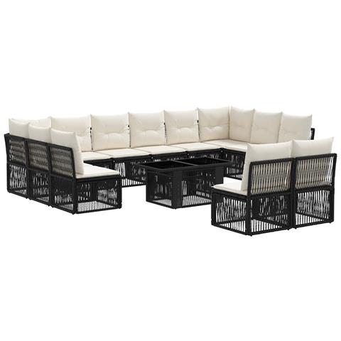 Set Divano da Giardino 13 pz Nero polyrattan - Foto 1