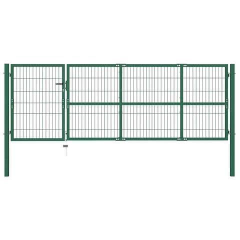 Cancello Di Recinzione Con Paletti 350x100 Cm In Acciaio Verde - Foto 1