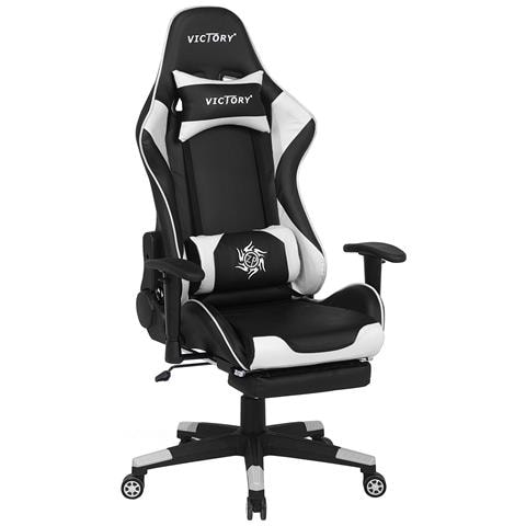 Sedia Da Gaming Regolabile Nero E Bianco Victory - Foto 19