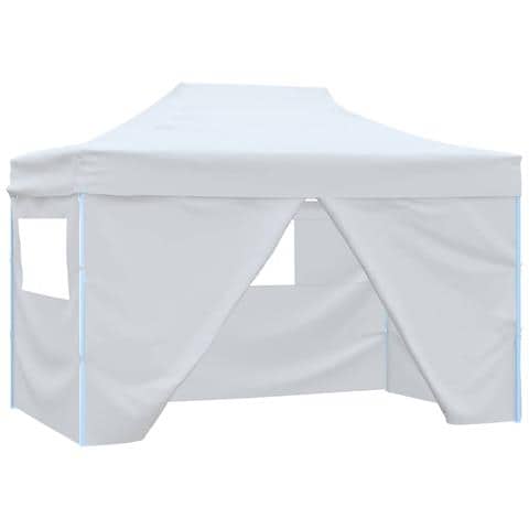 Gazebo Professionale Pieghevole 4 Pareti 3x4m Acciaio Bianco - Foto 1