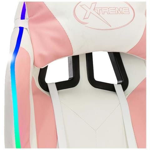 Sedia Da Gaming Con Luci A Led Rgb Rosa E Bianca In Similpelle - Foto 10