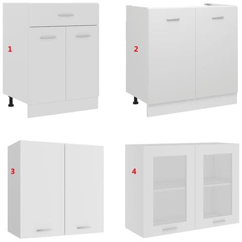 Set Armadi da Cucina 4 pz Bianco in Truciolato - Foto 2
