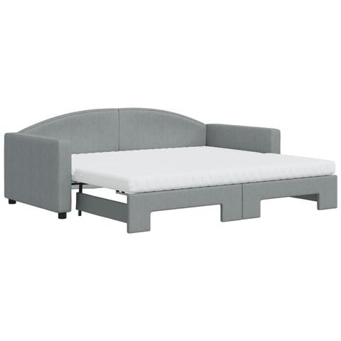 Divano Letto Estraibile Materassi Grigio Chiaro 90x190 Tessuto - Foto 1