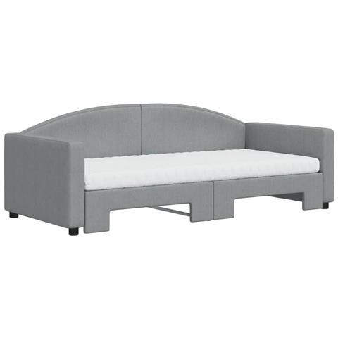 Divano Letto Estraibile Materassi Grigio Chiaro 90x190 Tessuto - Foto 9