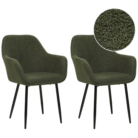 Set Di 2 Sedie Da Pranzo Bouclé Verde Scuro Alden - Foto 2