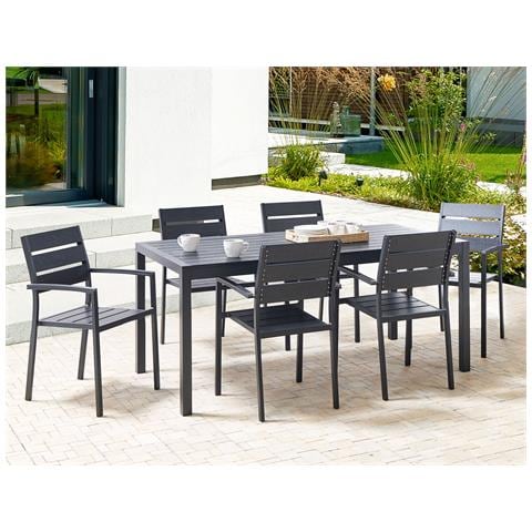 Tavolo Da Giardino Alluminio Nero 180 X 90 Cm Vernio - Foto 1