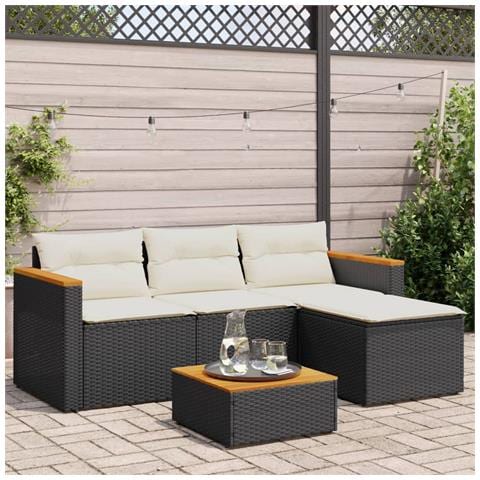 Set Divani Da Giardino 3 Pz Con Cuscini In Polyrattan Nero - Foto 2