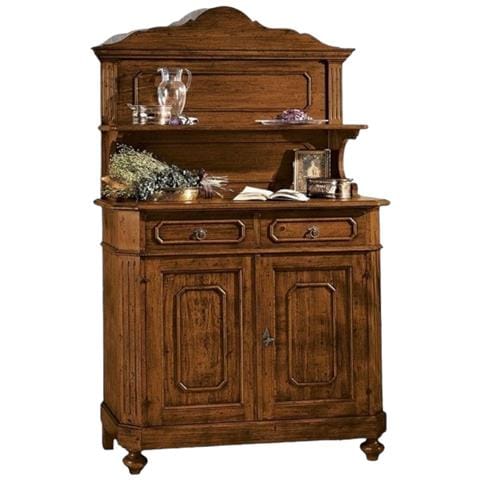 Madia Credenza Piattaia In Legno Arte Povera Tinta Noce L. 121 P. 51 H. 112 - Foto 1