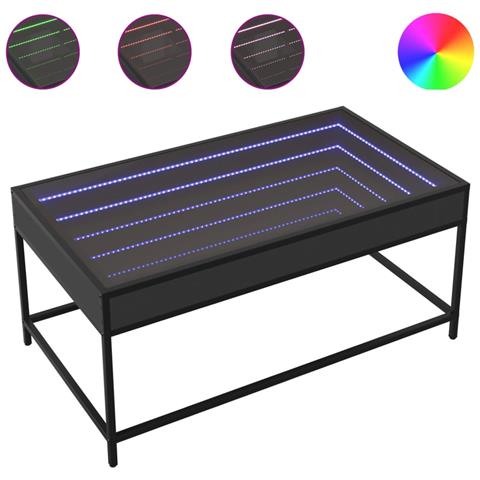 Tavolino Da Salotto Con Led Infinity Nero 90x50x41 Cm - Foto 2