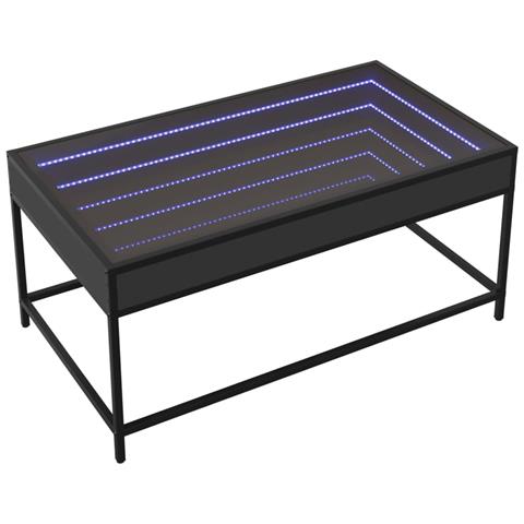 Tavolino Da Salotto Con Led Infinity Nero 90x50x41 Cm - Foto 3