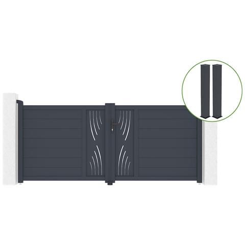 Cancello Battente 3m Veleta Alt. 120cm Grigio Alluminio + 2 Montanti 20x20cm Alt. 166cm - Foto 1