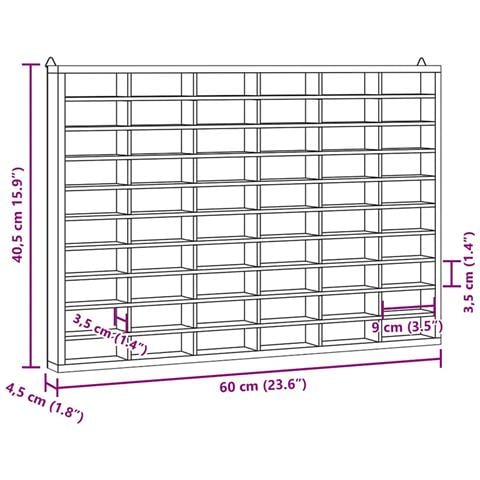 Mobili con Vetrina Parete con 60 Scomparti 60x4,5x40,5 cm - Foto 2