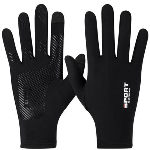 Guanti Sportivi Touch Screen - Pile Sottile Nero, Dita Intere L - Foto 1