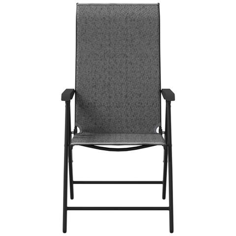 Sedie Pieghevoli da Giardino 8 pz Grigie in Polyrattan - Foto 2