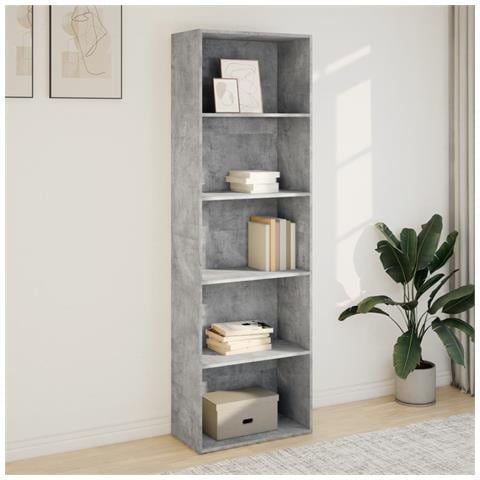 Libreria Grigio Cemento 60x30x189 Cm In Legno Multistrato - Foto 3