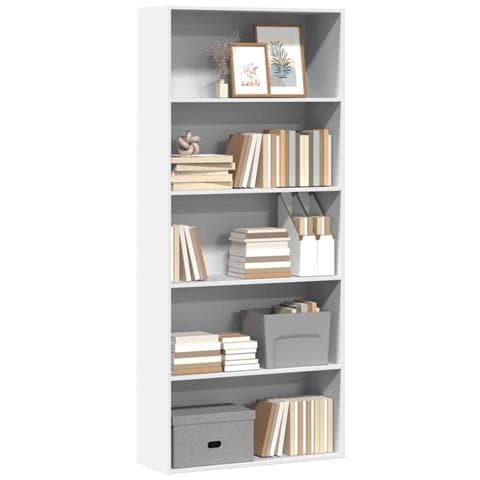 Libreria Bianca 80x30x189 Cm In Legno Multistrato - Foto 3