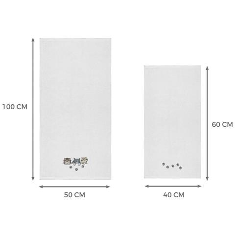 Set Asciugamano Copiola Salvietta Bagno In Spugna 100% Cotone Tre Mici Copiola Bianco - Foto 4