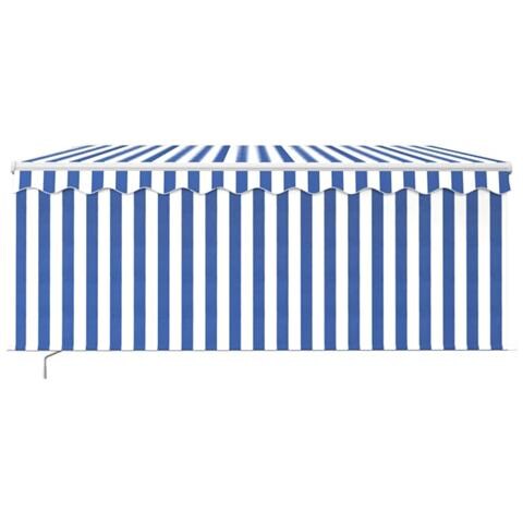 Tenda Sole Retrattile Manuale Con Parasole 3,5x2,5 M Blu Bianco - Foto 2