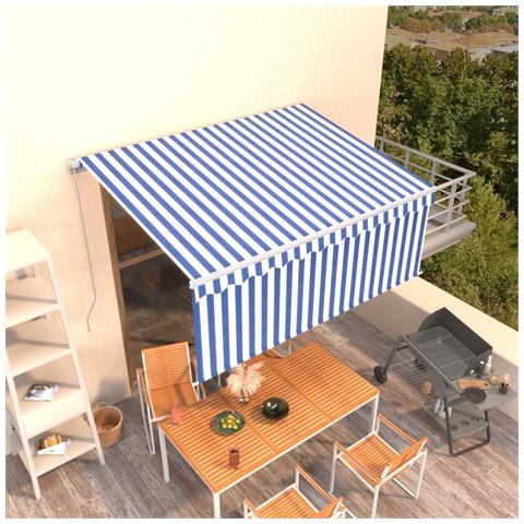 Tenda Sole Retrattile Manuale Con Parasole 3,5x2,5 M Blu Bianco - Foto 7