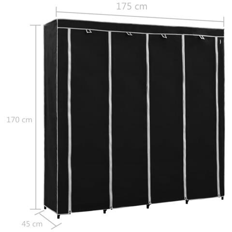 Guardaroba Con 4 Scomparti Nero 175x45x170 Cm - Foto 8