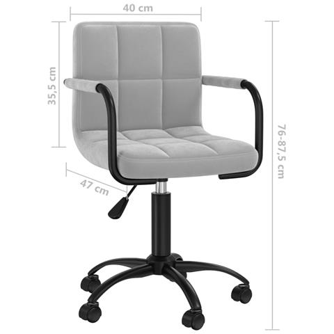 Sedia Da Pranzo Girevole Grigio Chiaro In Velluto - Foto 7