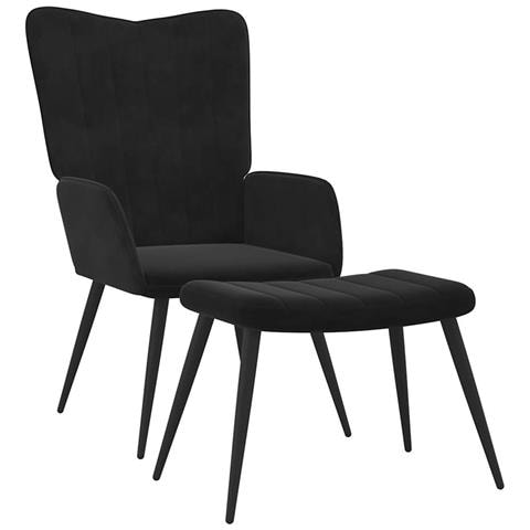 Poltrona Relax Con Sgabello Nero In Velluto - Foto 1