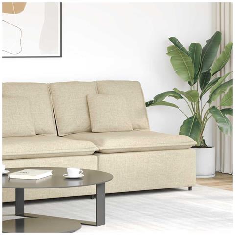 Modulo Centrale Divano Modulare con Cuscini Crema 100 cm - Foto 2