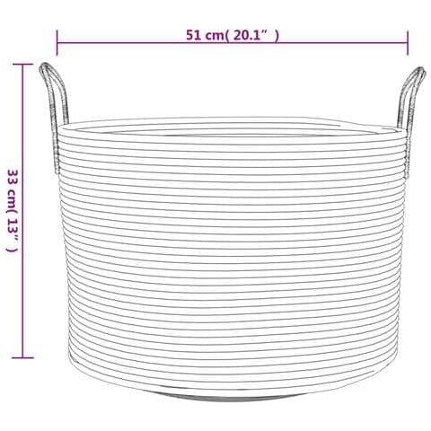 Cestino Portaoggetti Marrone e Bianco Ø51x33 cm in Cotone - Foto 9