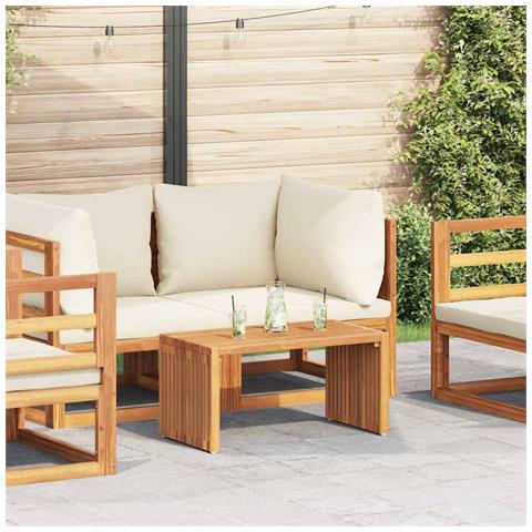 Tavolino da giardino 70x37,5x35,5 cm in legno massello di teak - Foto 2