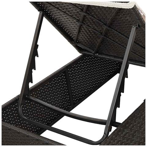 Doppio Lettino Prendi Sole con Tetto e Tendine Nero Polyrattan - Foto 9