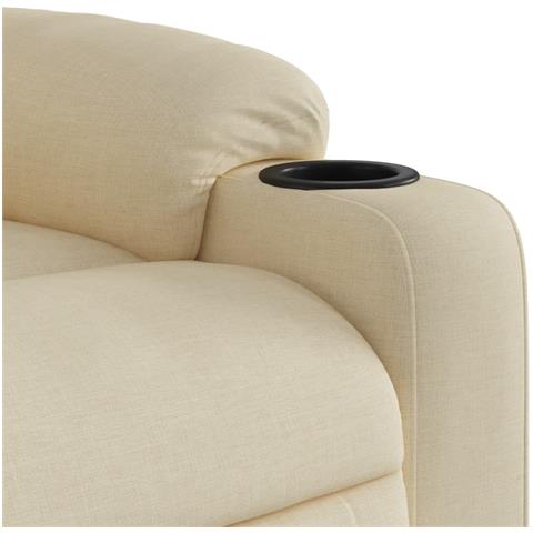 Poltrona Massaggiante Reclinabile Crema in Tessuto - Foto 9