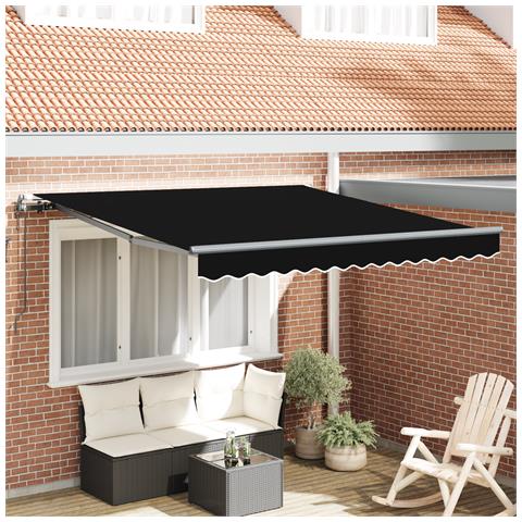 Tenda Retrattile Automatica  Nera 350x250 cm, Tenda di Ricambio  per Struttura 3.5x2.5 m Nera - Foto 2