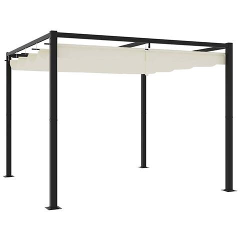 Gazebo da Giardino con Tetto Retrattile Crema 3x3m in Acciaio - Foto 1