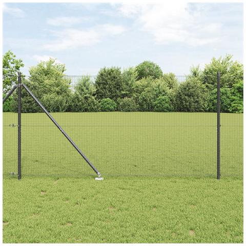 Recinzione in Filo Saldato con 13 Poste a Punta Grigio 1.4x25 m Acciaio - Foto 2