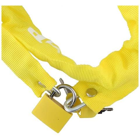 Catena Antifurto Da 90 Cm Per Bicicletta Con Fodera In Tessuto E Lucchetto, Giallo - Foto 2