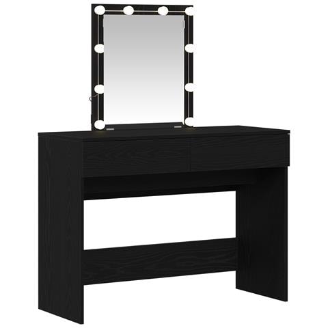 Toeletta  con Specchio e Luci LED in Legno Ingengerizzato Nero - Foto 1