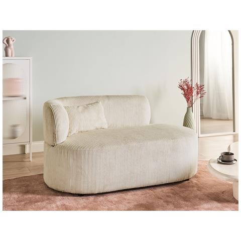 Chaise Longue Versione Sinistra Vanvey Velluto A Coste Beige Chiaro - Foto 1