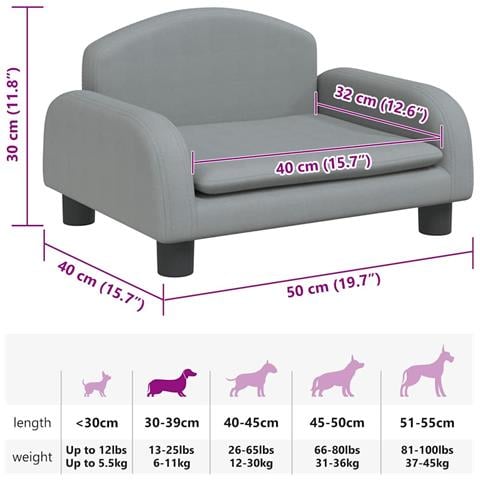 Lettino per Cani Grigio Chiaro 50x40x30 cm in Tessuto - Foto 7