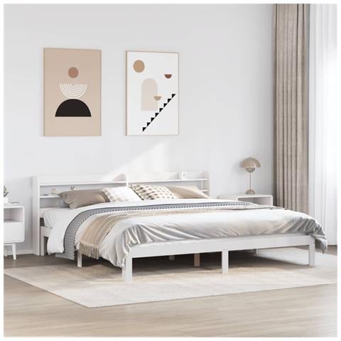 Giroletto con Testiera senza Materasso Bianco 200x200 cm - Foto 2