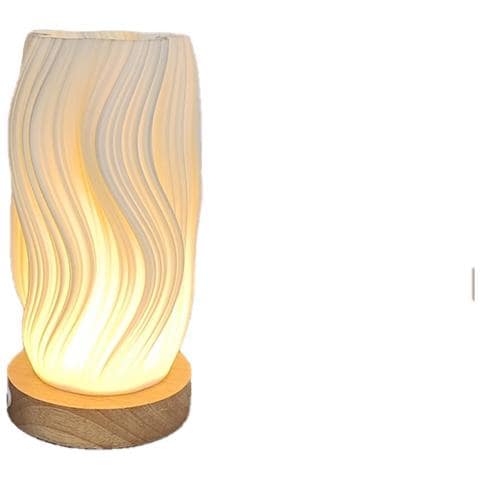 Lampada Da Tavolo Usb Dimmerabile Con Base In Legno - Lampada Da Comodino In Stile Nordico - Foto 1