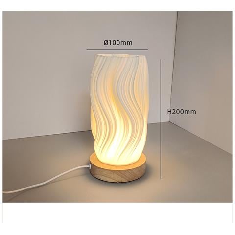 Lampada Da Tavolo Usb Dimmerabile Con Base In Legno - Lampada Da Comodino In Stile Nordico - Foto 3