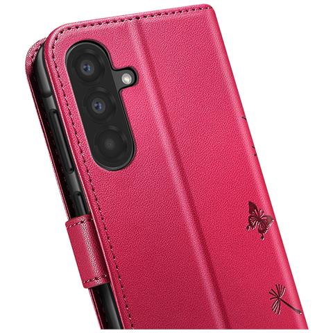 Custodia A Portafoglio Per Galaxy A56 / A36 Premium Design Fiori Farfalla, Rosso - Foto 2
