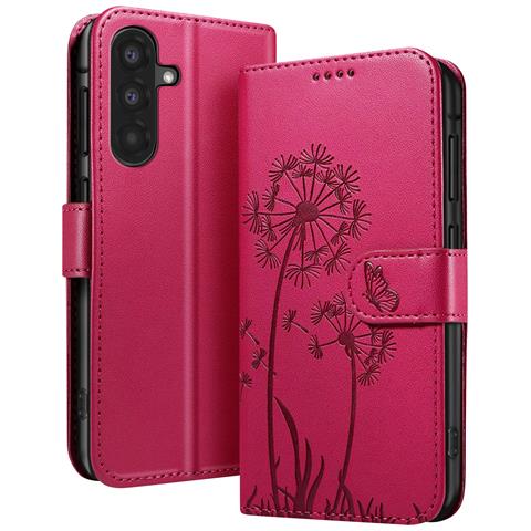 Custodia A Portafoglio Per Galaxy A56 / A36 Premium Design Fiori Farfalla, Rosso - Foto 5