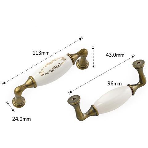 2 Maniglie Per Mobili In Ceramica Vintage Europea - Pomelli Per Cassetti In Lega Di Zinco - Foto 2