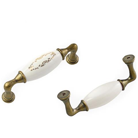 2 Maniglie Per Mobili In Ceramica Vintage Europea - Pomelli Per Cassetti In Lega Di Zinco - Foto 1